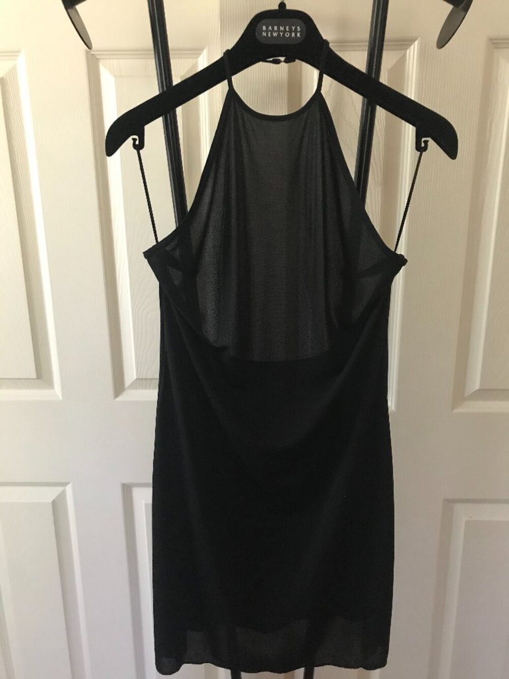 Vintage 1990s Future Ozbek Black Draped Halter Mini Dress Italy Sz 10 NWOT